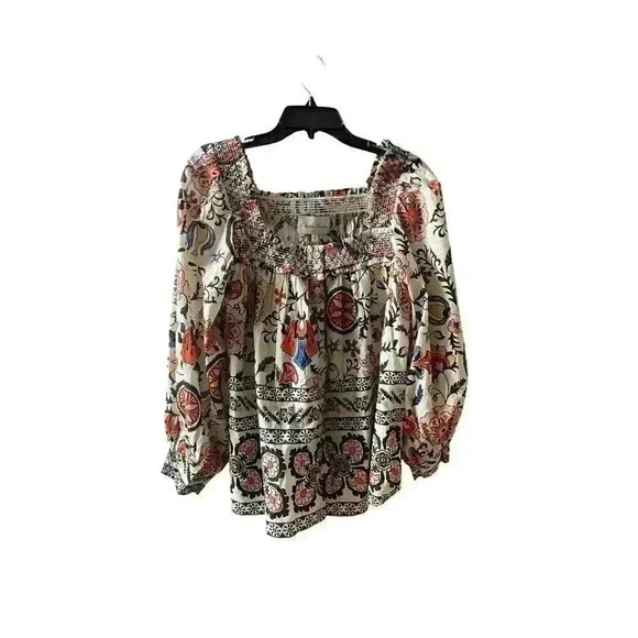 NWT Cara Cara Charleston Square Neck Blouse in Turtledove Botanical Size Large - Picture 8 of 14